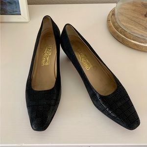 Vintage Suede Ferragamo Block Heels